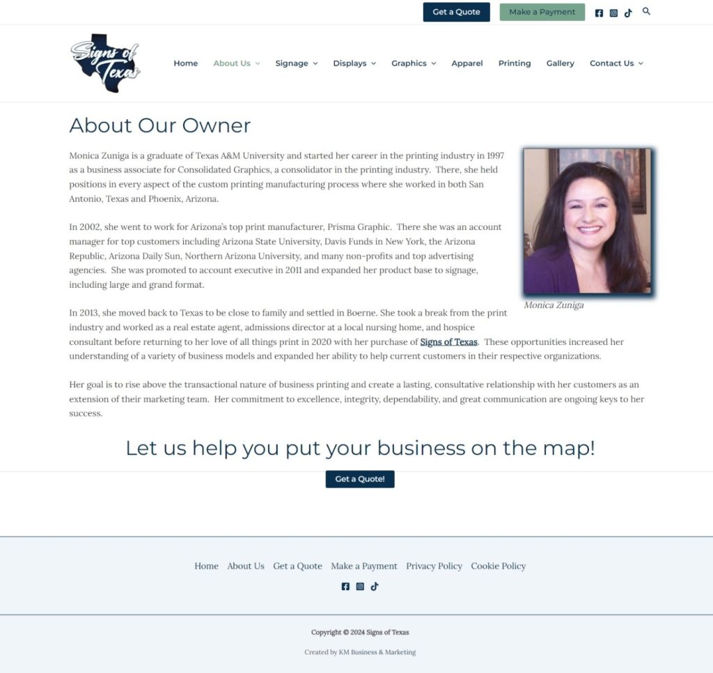 Signs of Texas About the Owner Page