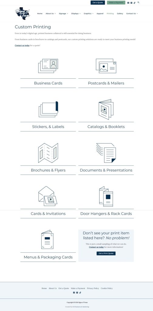Signs of Texas Printing Page